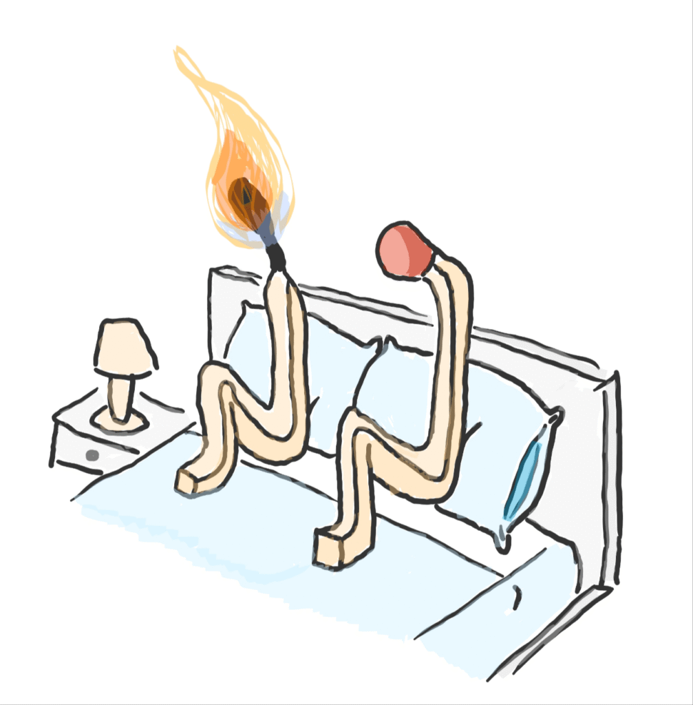 I due fiammiferi della campagna di sensibilizzazione sull'eiaculazione precoce del 2013 supportata da Menarini e patrocinata da SIA, SIAMS, SIU e AOGOI